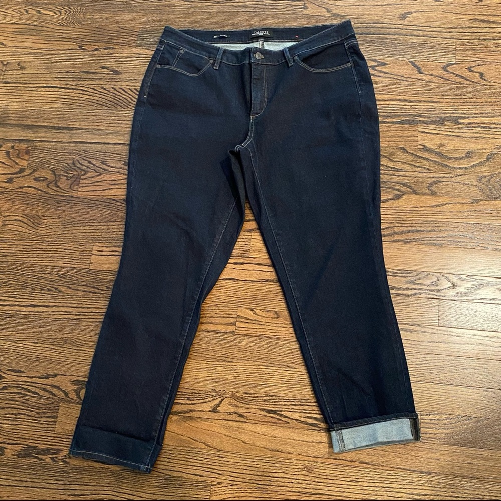 Talbots Women Plus Flawless Five Pocket Slim Ankle Jeans Denim Dark Blue 16W